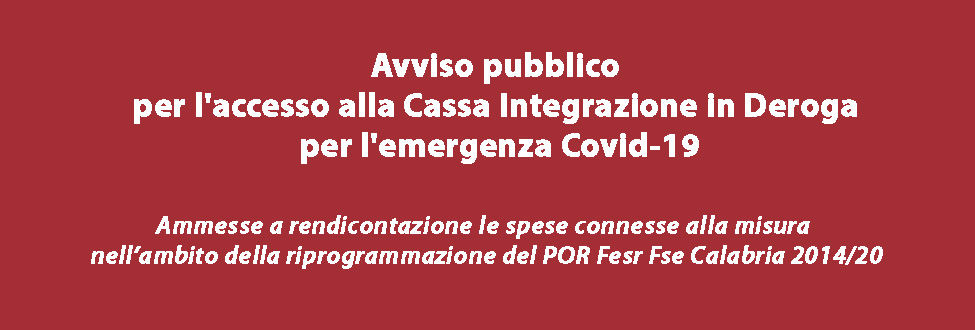 Avviso pubblico per l'accesso alla Cassa Integrazione in Deroga per l'emergenza Covid-19